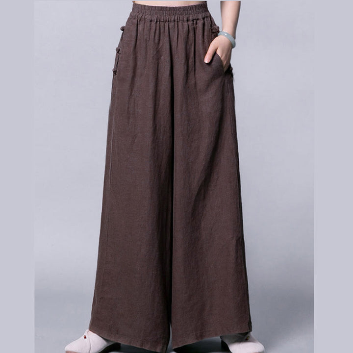 Buddha Stonesカジュアル フロッグボタン ハイウエスト ワイドレッグパンツ ポケット付き - image 10