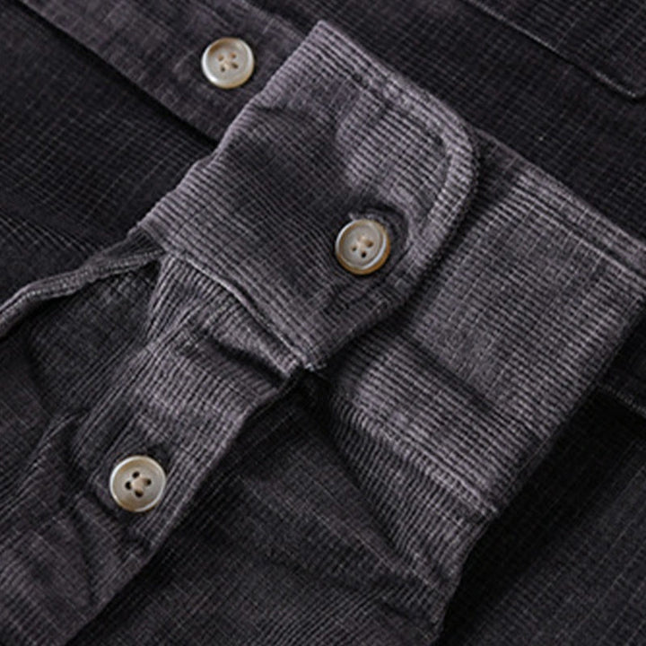 Buddha Stonesカジュアルコーデュロイ無地メンズ長袖コットン厚手ジャケット ポケット付き - image 4