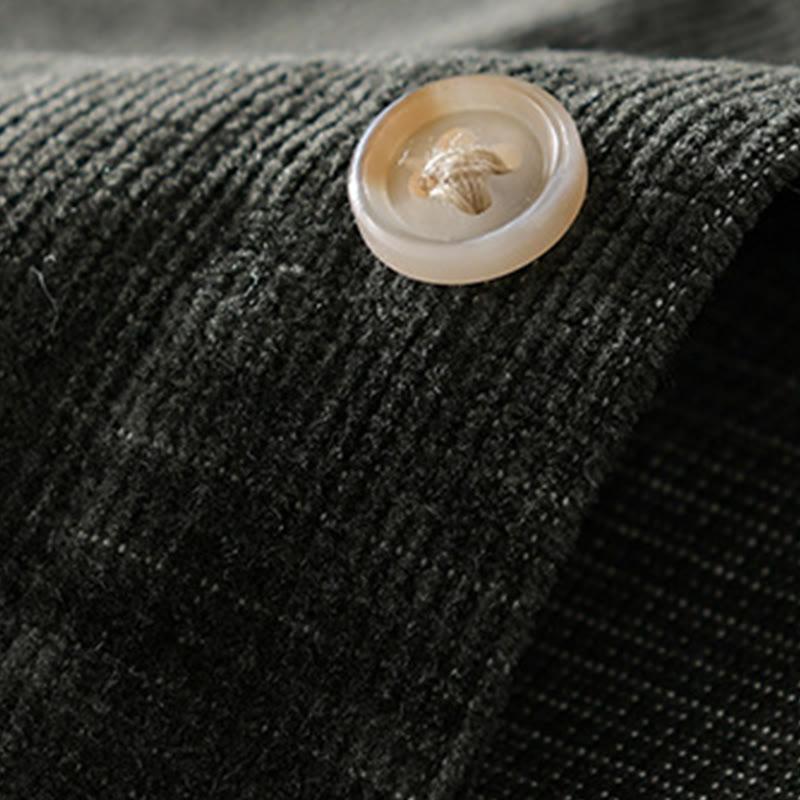 Buddha Stonesカジュアルコーデュロイ無地メンズ長袖コットン厚手ジャケット ポケット付き - image 14