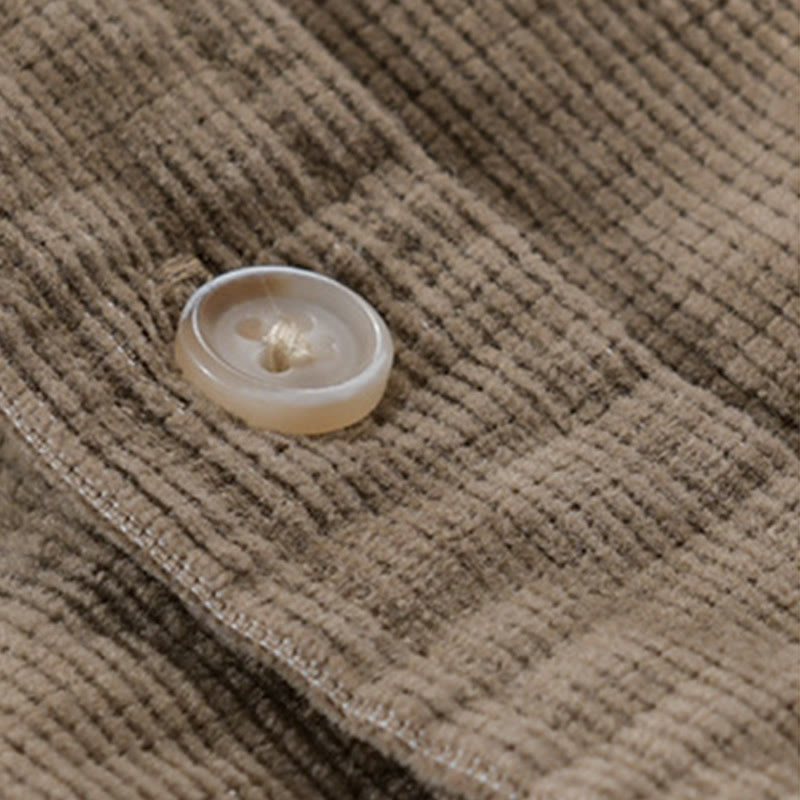 Buddha Stonesカジュアルコーデュロイ無地メンズ長袖コットン厚手ジャケット ポケット付き - image 11