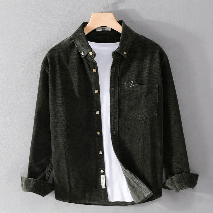 Buddha Stonesカジュアルコーデュロイ無地メンズ長袖コットン厚手ジャケット ポケット付き - ダークスレートグレー - US/UK/AU44、 EU54 (4XL) - image 13