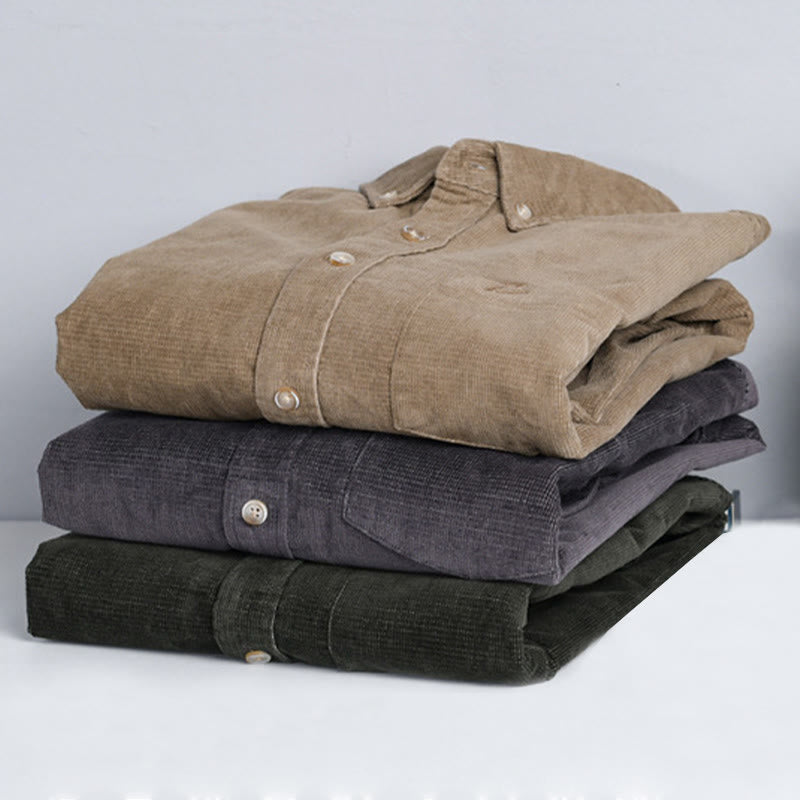 Buddha Stonesカジュアルコーデュロイ無地メンズ長袖コットン厚手ジャケット ポケット付き - image 17