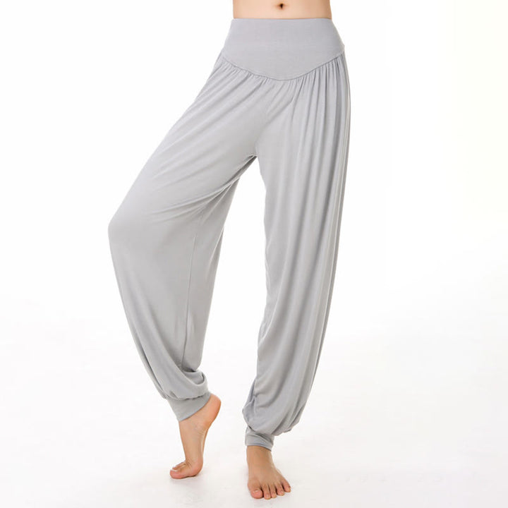 Buddha Stones柄の無地ルーズフィットモーダルヨガダンスハーレムパンツ - ライトグレー - US12、 UK/AU16、 EU44 (3XL) - image 8