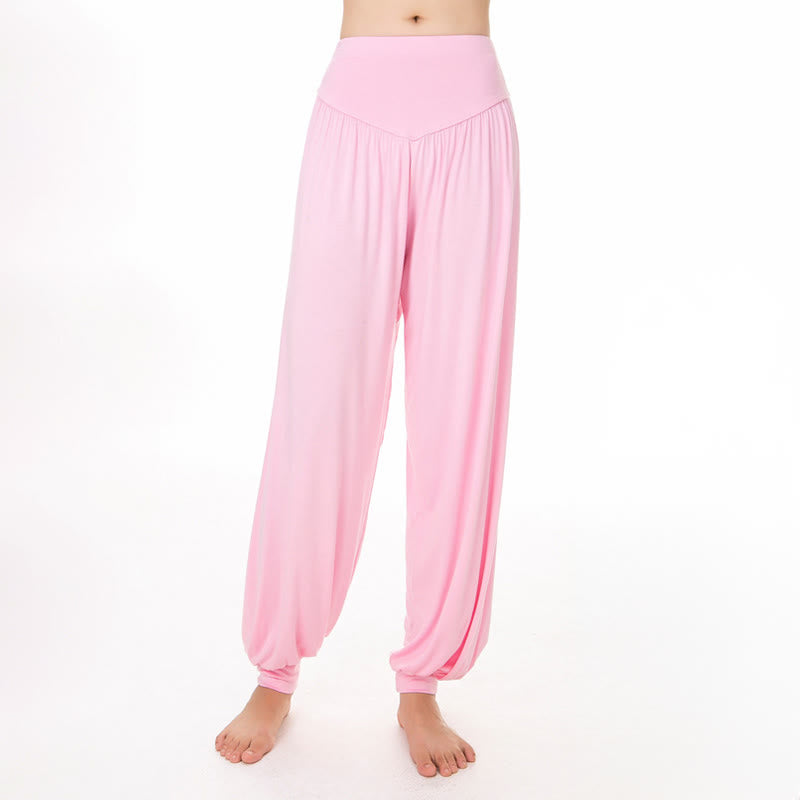 Buddha Stones柄の無地ルーズフィットモーダルヨガダンスハーレムパンツ - image 11