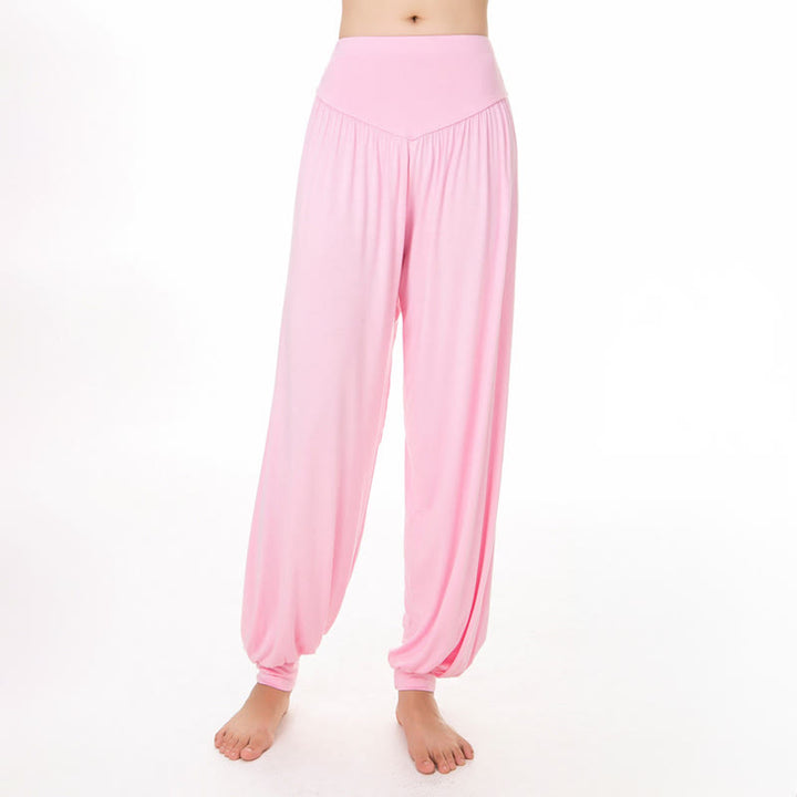 Buddha Stones柄の無地ルーズフィットモーダルヨガダンスハーレムパンツ - image 11