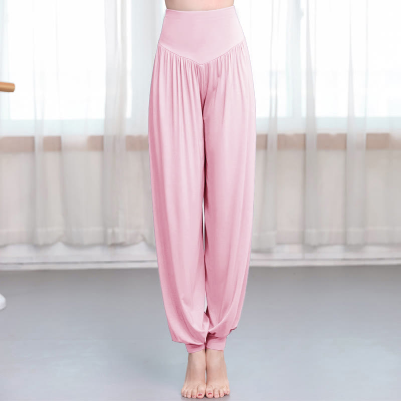 Buddha Stones柄の無地ルーズフィットモーダルヨガダンスハーレムパンツ - ライトピンク - US12、 UK/AU16、 EU44 (3XL) - image 10