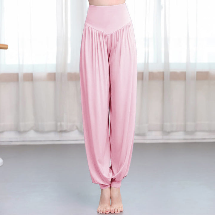 Buddha Stones柄の無地ルーズフィットモーダルヨガダンスハーレムパンツ - ライトピンク - US12、 UK/AU16、 EU44 (3XL) - image 10
