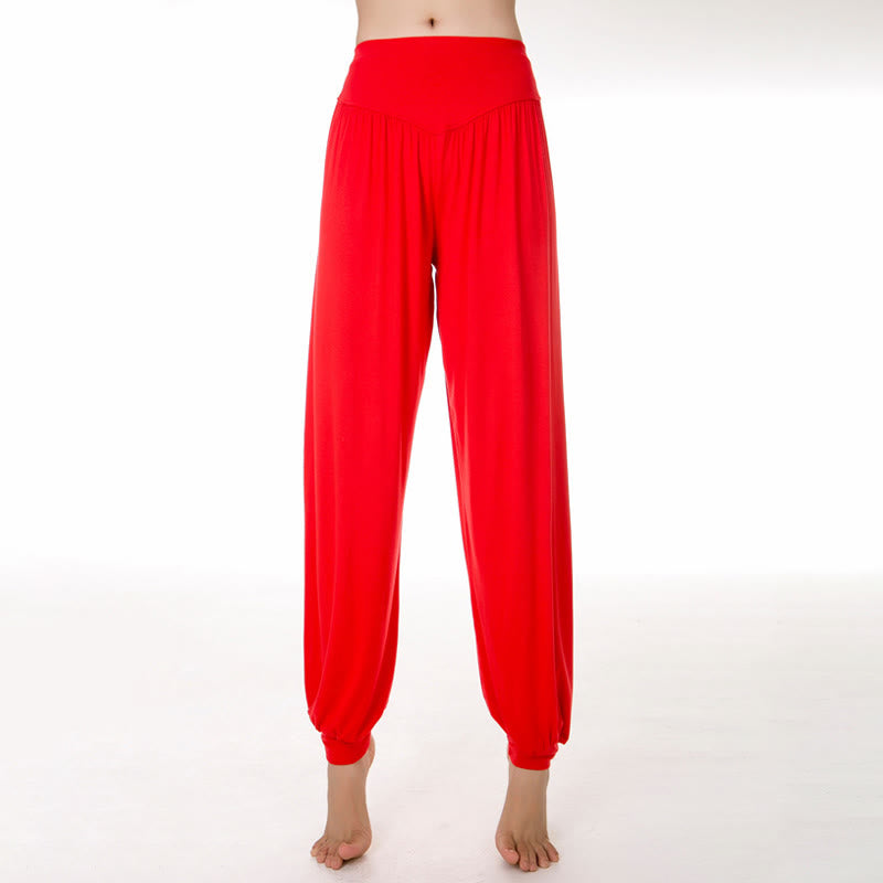 Buddha Stones柄の無地ルーズフィットモーダルヨガダンスハーレムパンツ - 赤 - US12、 UK/AU16、 EU44 (3XL) - image 26