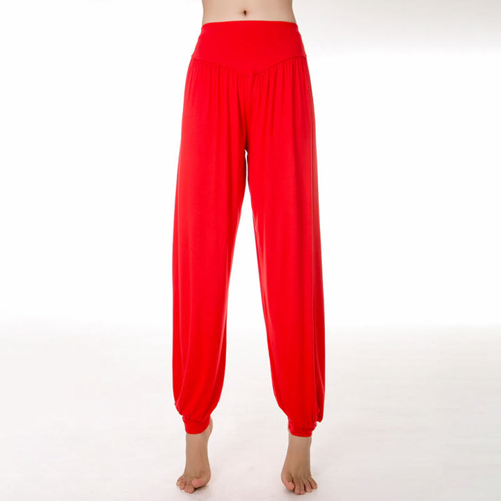 Buddha Stones柄の無地ルーズフィットモーダルヨガダンスハーレムパンツ - 赤 - US12、 UK/AU16、 EU44 (3XL) - image 26