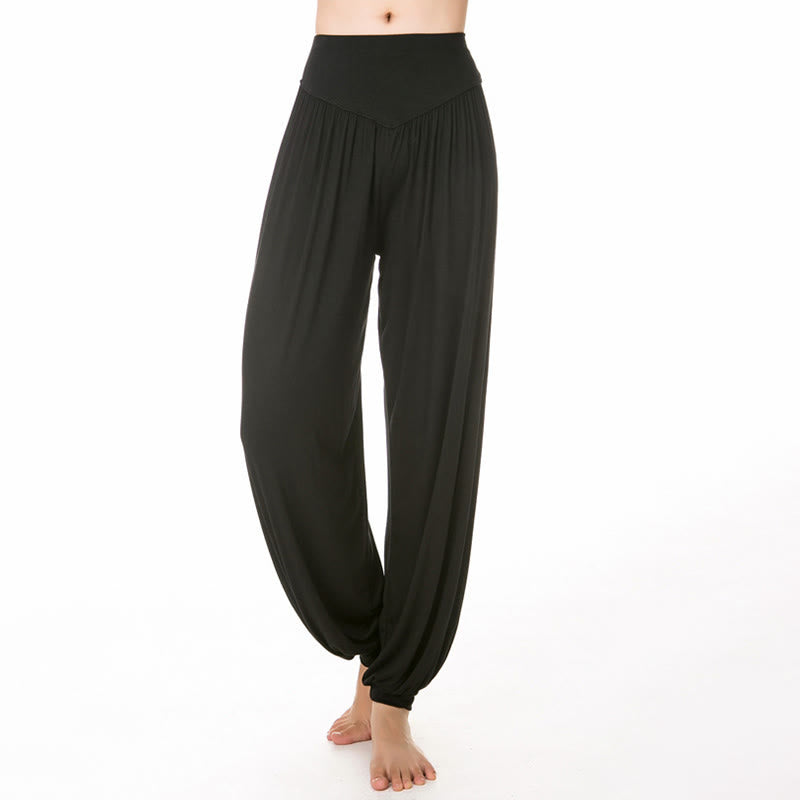 Buddha Stones柄の無地ルーズフィットモーダルヨガダンスハーレムパンツ - image 5