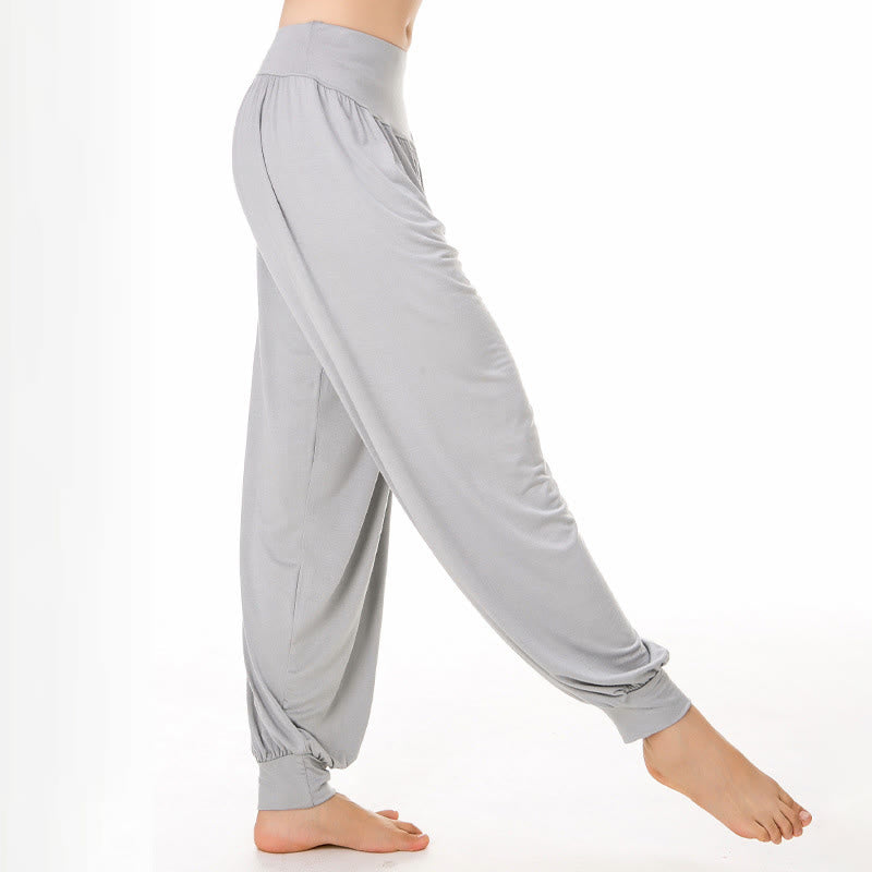 Buddha Stones柄の無地ルーズフィットモーダルヨガダンスハーレムパンツ - image 9