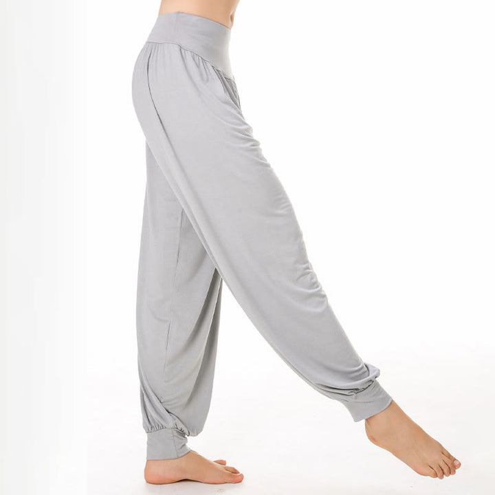 Buddha Stones柄の無地ルーズフィットモーダルヨガダンスハーレムパンツ - image 9