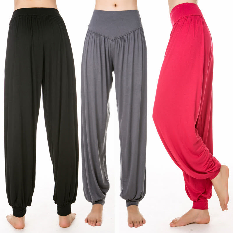 Buddha Stones柄の無地ルーズフィットモーダルヨガダンスハーレムパンツ - image 29