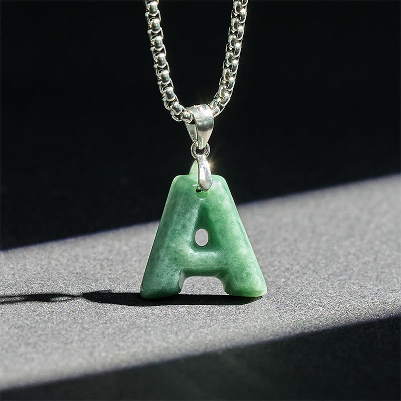Buddha Stones天然AZ文字翡翠 チタン鋼 ワイドチェーン豊かさのネックレスペンダント - image 2