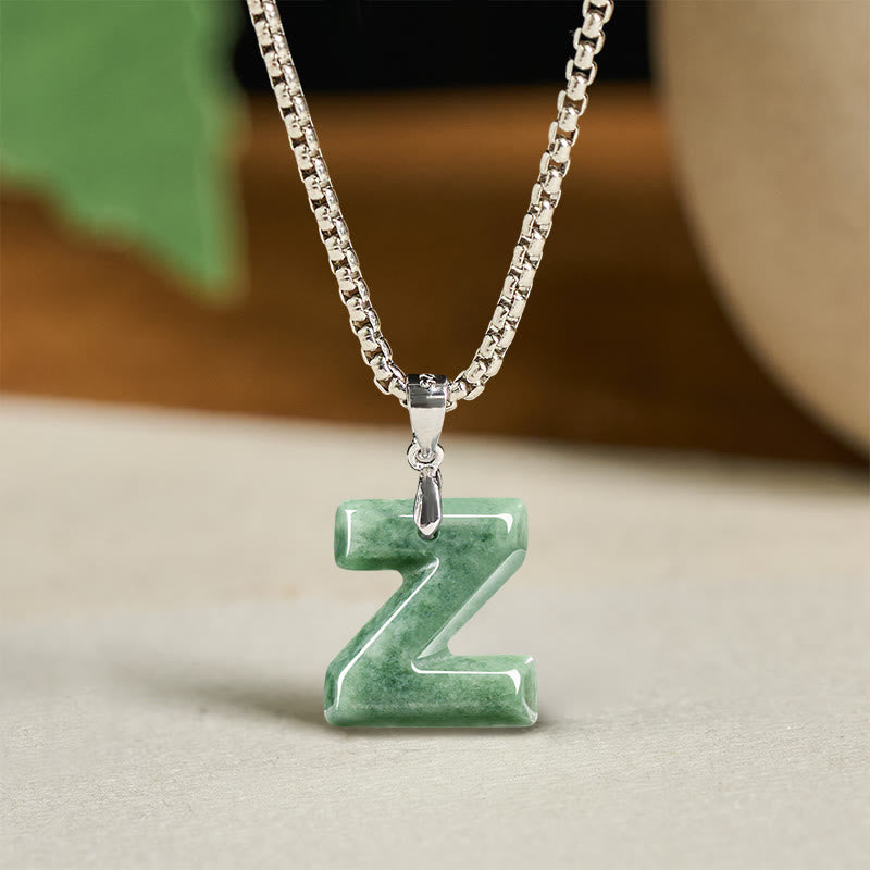 Buddha Stones天然AZ文字翡翠 チタン鋼 ワイドチェーン豊かさのネックレスペンダント - Z - image 34