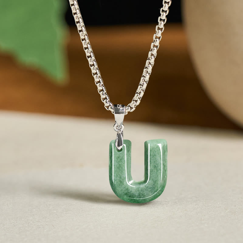 Buddha Stones天然AZ文字翡翠 チタン鋼 ワイドチェーン豊かさのネックレスペンダント - U - image 29