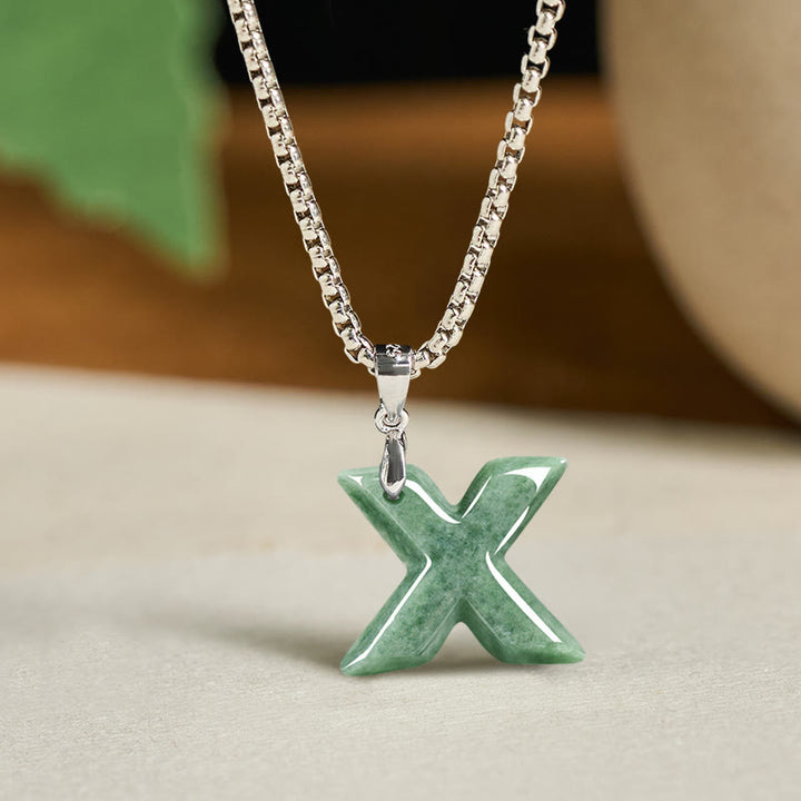 Buddha Stones天然AZ文字翡翠 チタン鋼 ワイドチェーン豊かさのネックレスペンダント - X - image 32