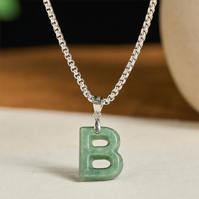 Buddha Stones天然AZ文字翡翠 チタン鋼 ワイドチェーン豊かさのネックレスペンダント - B - image 7