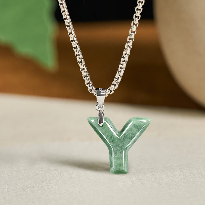 Buddha Stones天然AZ文字翡翠 チタン鋼 ワイドチェーン豊かさのネックレスペンダント - Y - image 33
