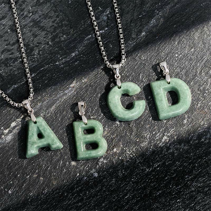 Buddha Stones天然AZ文字翡翠 チタン鋼 ワイドチェーン豊かさのネックレスペンダント - image 0
