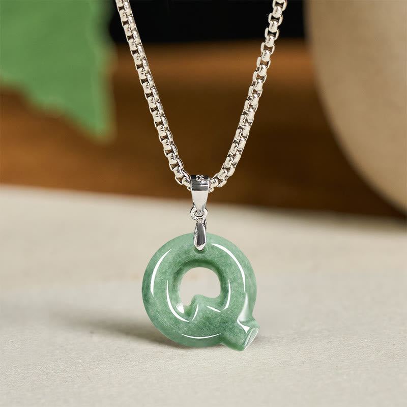 Buddha Stones天然AZ文字翡翠 チタン鋼 ワイドチェーン豊かさのネックレスペンダント - Q - image 25