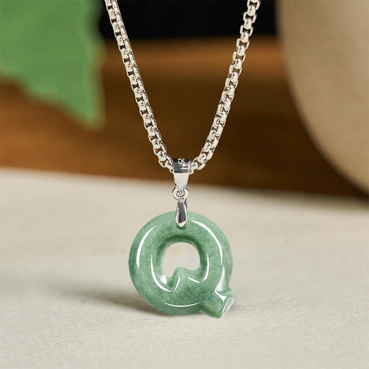 Buddha Stones天然AZ文字翡翠 チタン鋼 ワイドチェーン豊かさのネックレスペンダント - Q - image 25