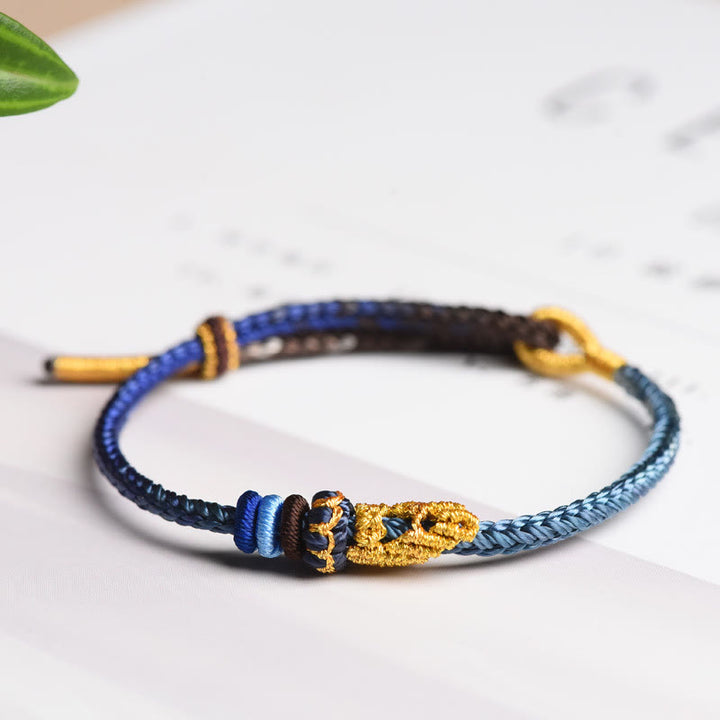 Buddha Stonesカラフルロープ 8本糸 平和結び 幸運 手作りブレスレット - ブルー（手首周り14～19cm） - image 13