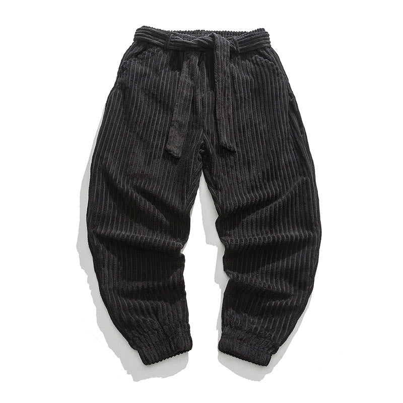 Buddha Stones冬用 無地 メンズ 足首丈 コーデュロイパンツ ポケット付き - 黒 - US/UK/AU46、 EU56 (5XL) - image 15