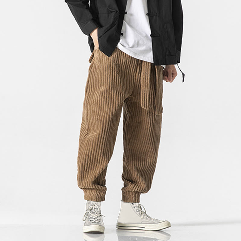 Buddha Stones冬用 無地 メンズ 足首丈 コーデュロイパンツ ポケット付き - image 28