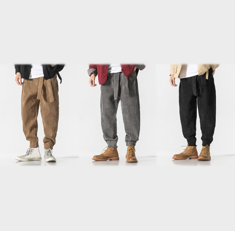 Buddha Stones冬用 無地 メンズ 足首丈 コーデュロイパンツ ポケット付き - image 34