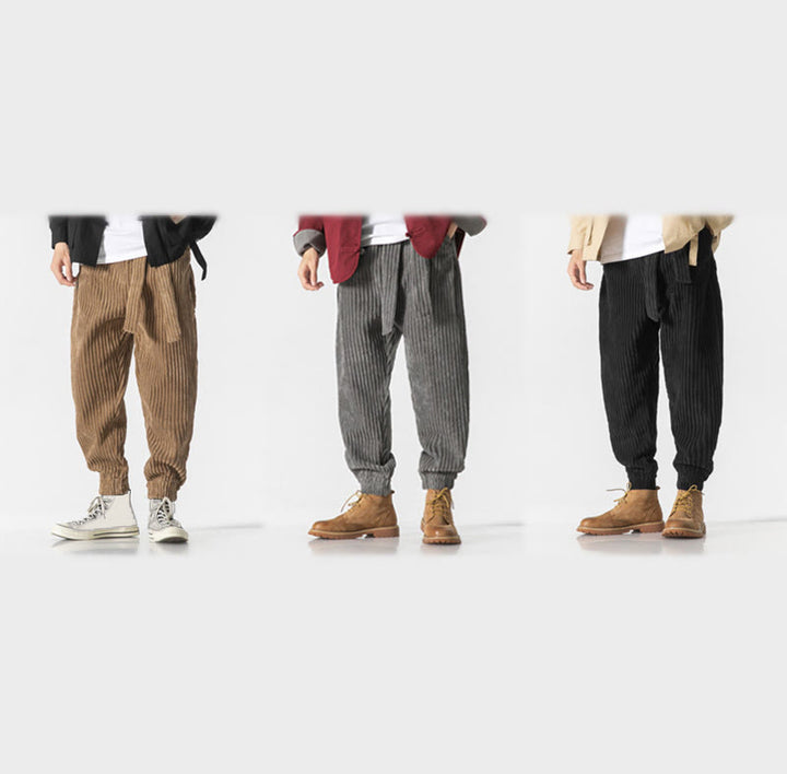 Buddha Stones冬用 無地 メンズ 足首丈 コーデュロイパンツ ポケット付き - image 34