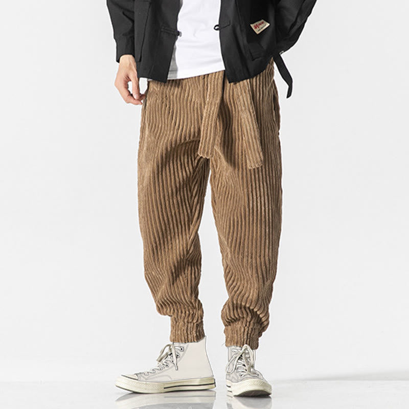 Buddha Stones冬用 無地 メンズ 足首丈 コーデュロイパンツ ポケット付き - image 26
