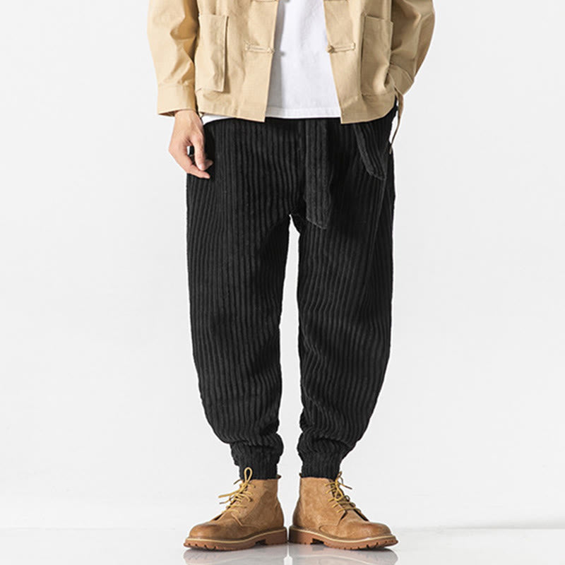 Buddha Stones冬用 無地 メンズ 足首丈 コーデュロイパンツ ポケット付き - image 18