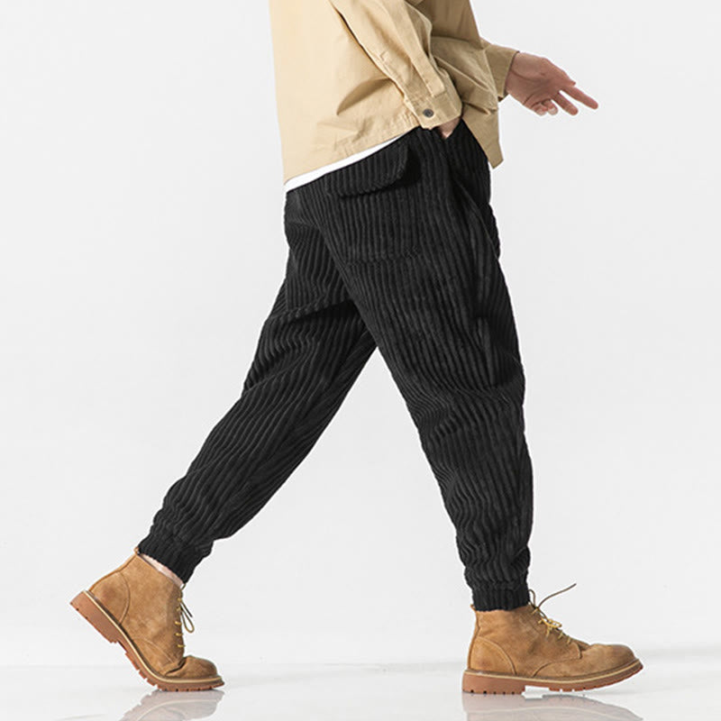 Buddha Stones冬用 無地 メンズ 足首丈 コーデュロイパンツ ポケット付き - image 19