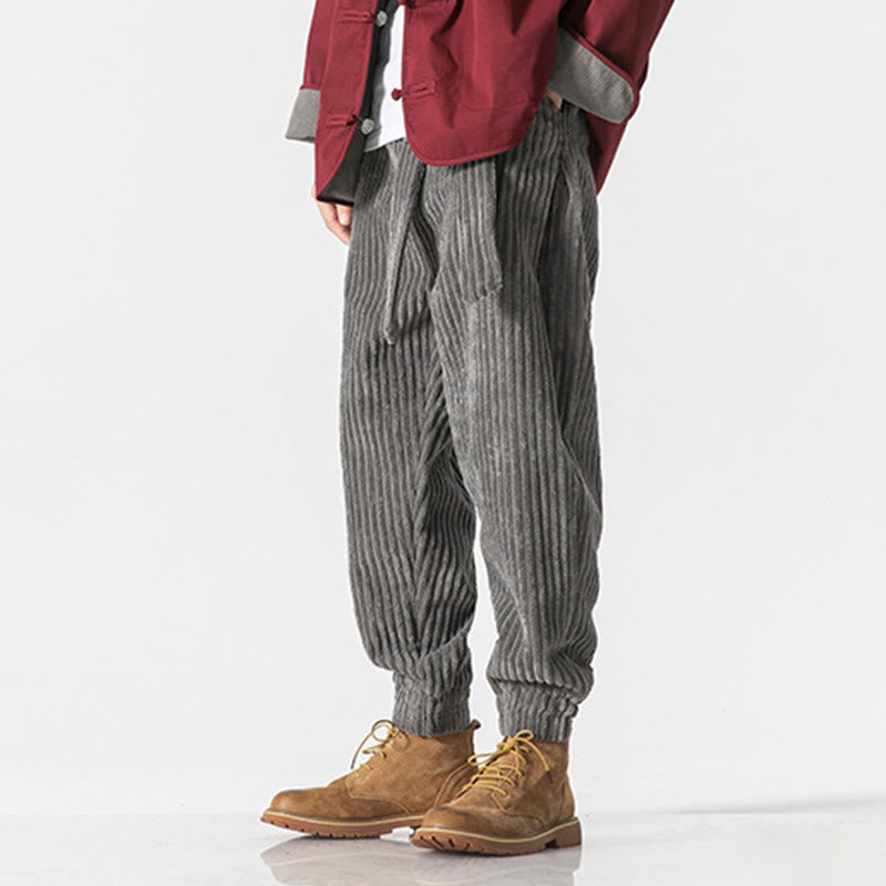 Buddha Stones冬用 無地 メンズ 足首丈 コーデュロイパンツ ポケット付き - image 2