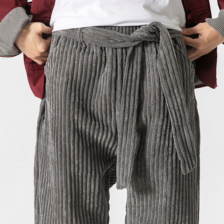 Buddha Stones冬用 無地 メンズ 足首丈 コーデュロイパンツ ポケット付き - image 12