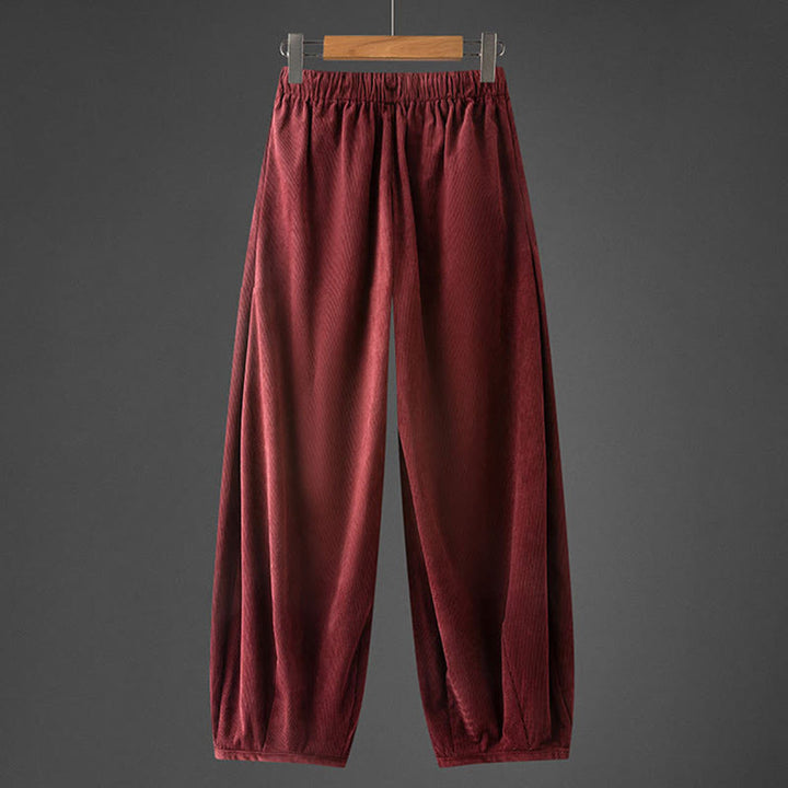 Buddha Stones冬用 メンズ ドローストリング 無地 伸縮性ウエストバンドデザイン コーデュロイパンツ ポケット付き - image 11
