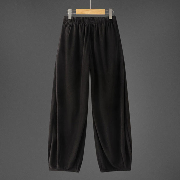 Buddha Stones冬用 メンズ ドローストリング 無地 伸縮性ウエストバンドデザイン コーデュロイパンツ ポケット付き - image 9