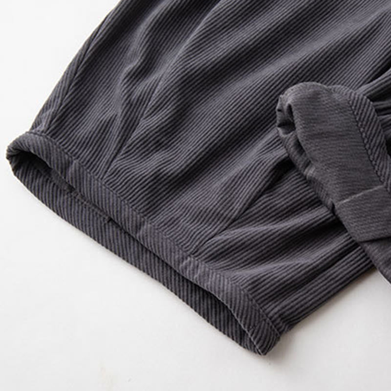 Buddha Stones冬用 メンズ ドローストリング 無地 伸縮性ウエストバンドデザイン コーデュロイパンツ ポケット付き - image 6