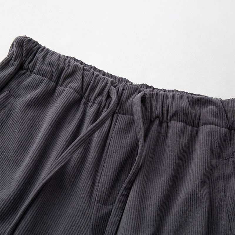 Buddha Stones冬用 メンズ ドローストリング 無地 伸縮性ウエストバンドデザイン コーデュロイパンツ ポケット付き - image 2