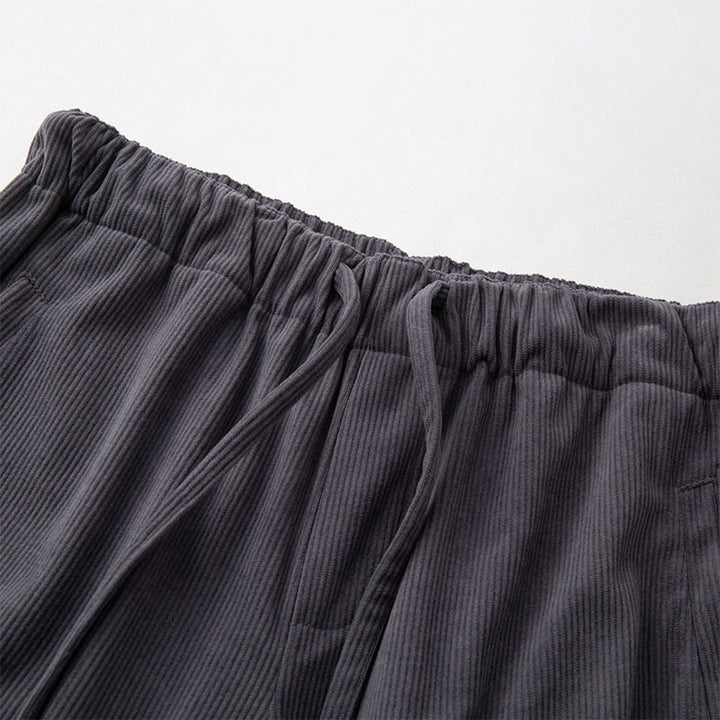 Buddha Stones冬用 メンズ ドローストリング 無地 伸縮性ウエストバンドデザイン コーデュロイパンツ ポケット付き - image 2