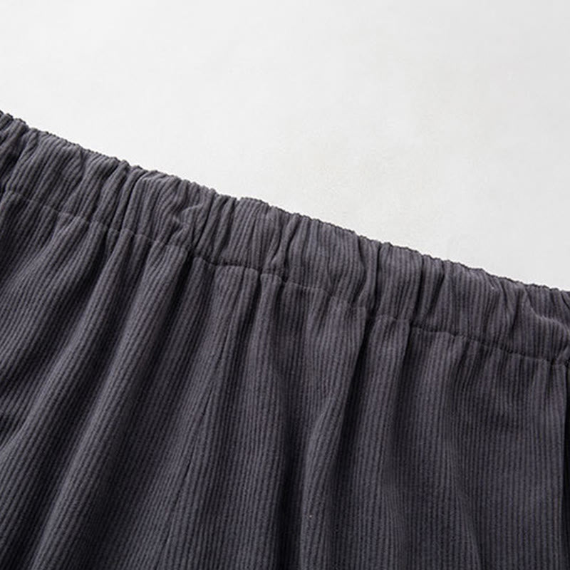 Buddha Stones冬用 メンズ ドローストリング 無地 伸縮性ウエストバンドデザイン コーデュロイパンツ ポケット付き - image 3