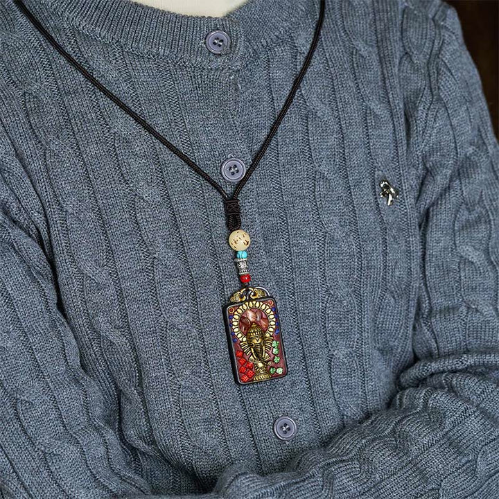 Buddha Stonesチベット ガネーシャ ガンパティ 象黒檀平和 ネックレス ペンダント - image 23