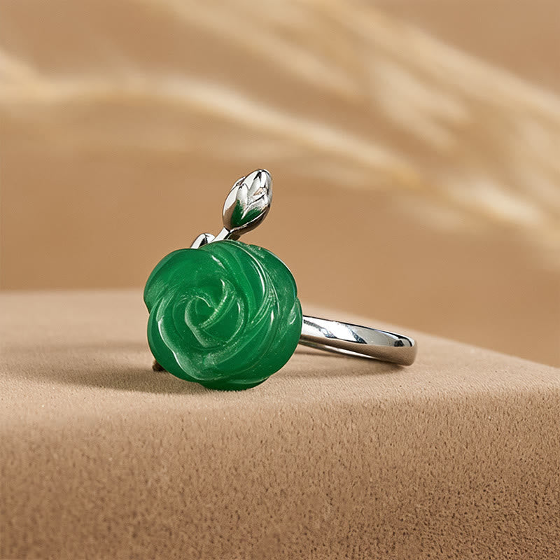 Buddha Stonesローズグリーンジャスパー 銅メッキ シルバー 調節可能バランスリング - image 2