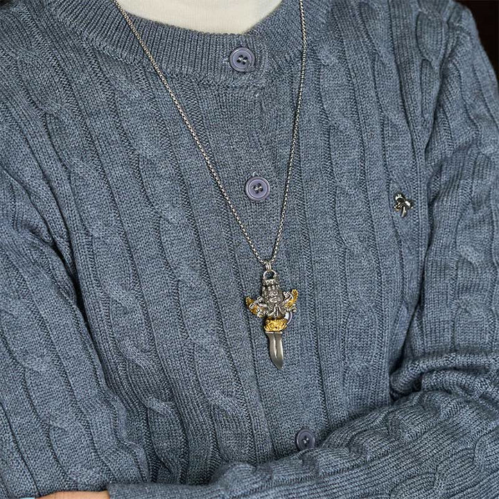 Buddha Stones金剛杵 三つの頭と六つの腕のデザイン 銅製 癒し スピリチュアルパワー ネックレス ペンダント - image 5