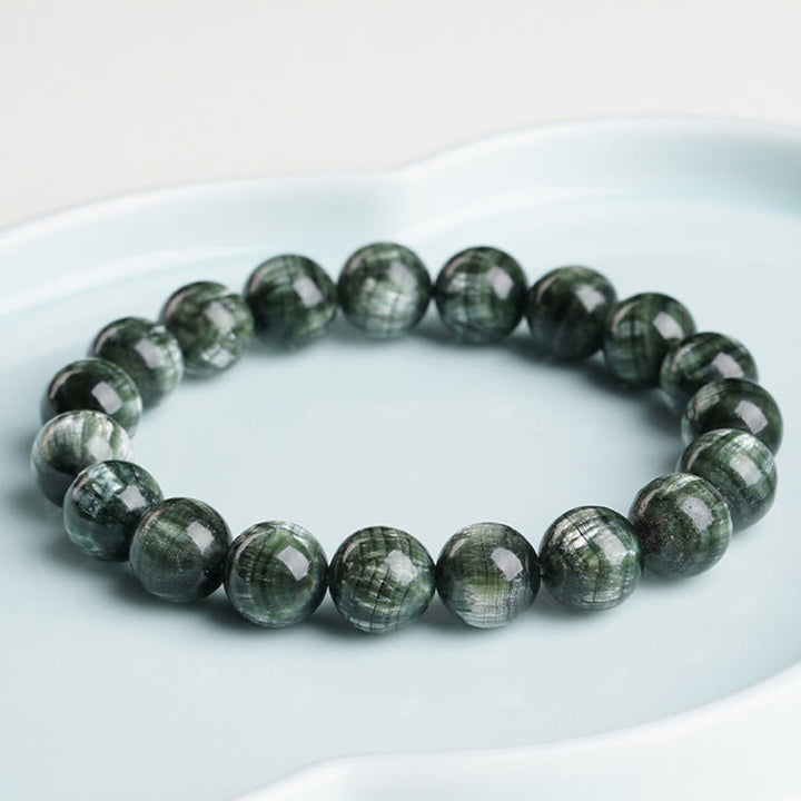 Buddha Stones天然セラフィナイト ラウンド 感情バランス ビーズブレスレット - image 4