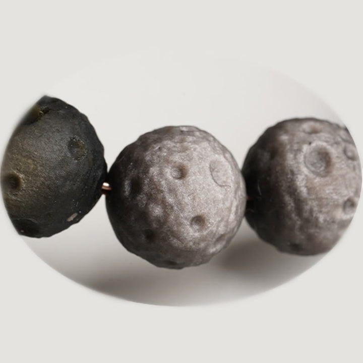 Buddha Stones天然銀光沢黒曜石 金光沢黒曜石 ラウンドビーズ守護ブレスレット - image 2