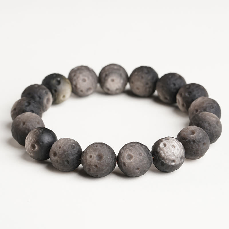 Buddha Stones天然銀光沢黒曜石 金光沢黒曜石 ラウンドビーズ守護ブレスレット - シルバーシーンオブシディアン（手首周り：15～17cm） - 14mm - image 0