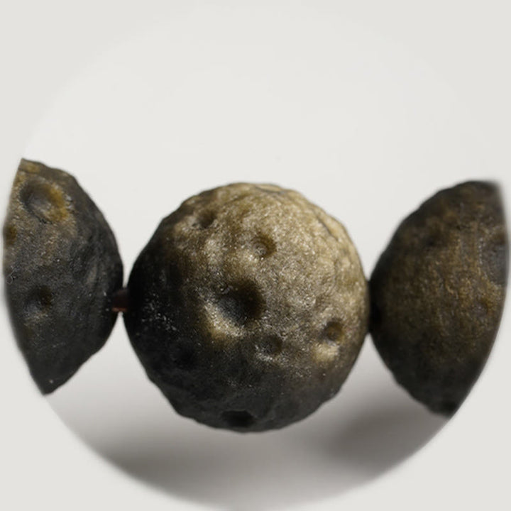 Buddha Stones天然銀光沢黒曜石 金光沢黒曜石 ラウンドビーズ守護ブレスレット - image 12