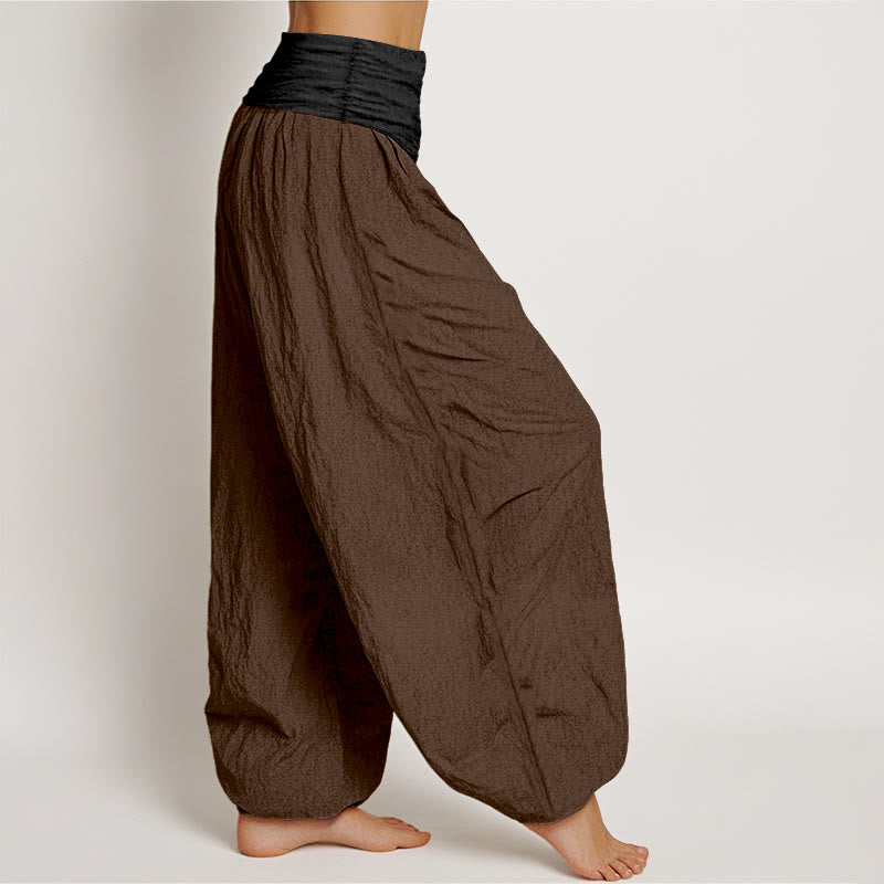 Buddha Stonesコットン グリーン ブラック ブラウン レッド 無地 レディース 伸縮性ウエスト ハーレムパンツ - image 10
